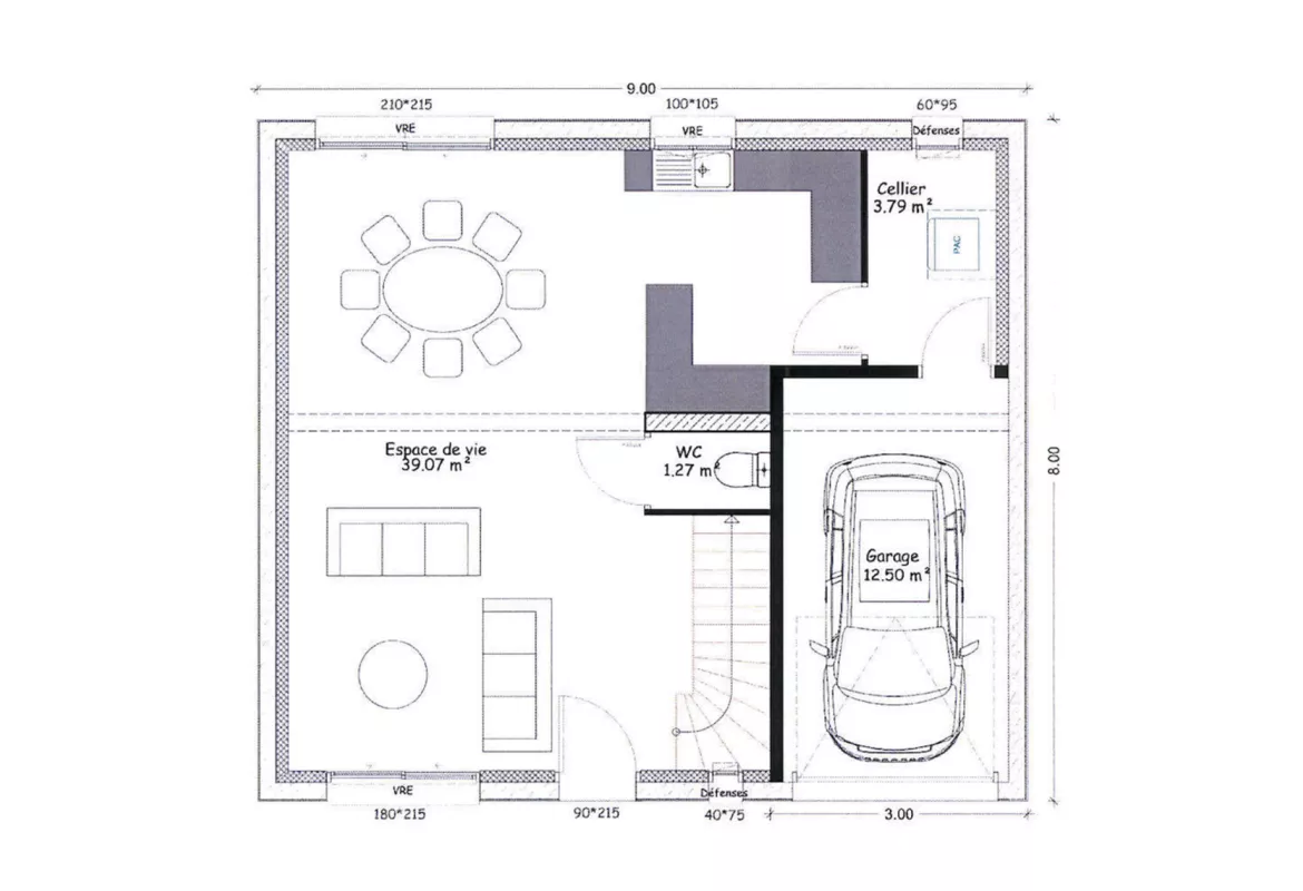 image ALEXANDRA 9.00 GARAGE INTEGRE R1 PLANCHER