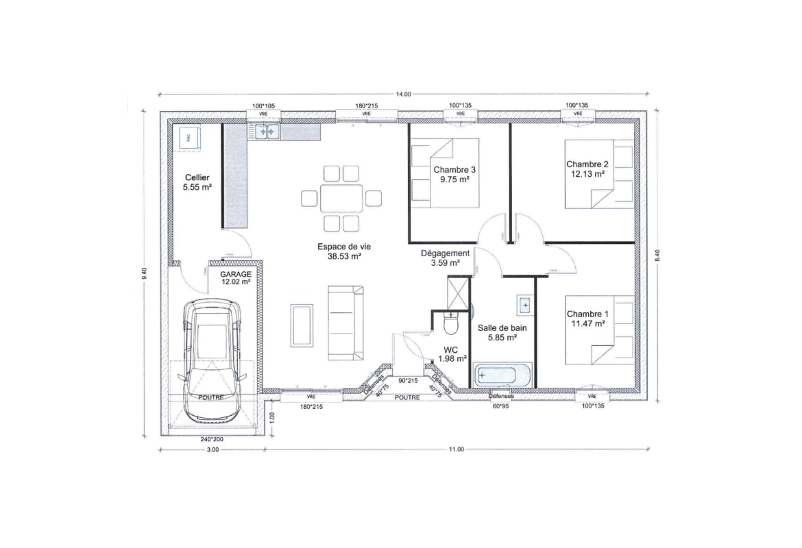 image Projet de construction d'une maison 88.85 m² avec terrain à CHAUDUN (02)