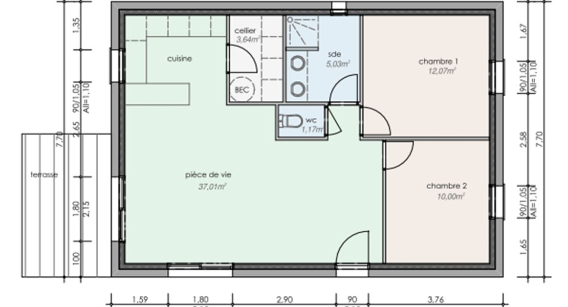 image Maison 68.92 m² avec terrain à SAINTE-HELENE (56)